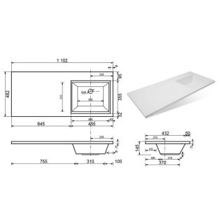 Умывальник Style Line Даллас/Эстетика СС-00000439 1100*480, правый